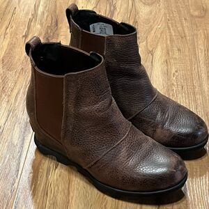 SOREL Joan of Arctic Wedge II Women's 8.5 Chelsea Boots Brown Leather NL3346-282
